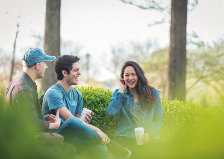 Students talking together on campus